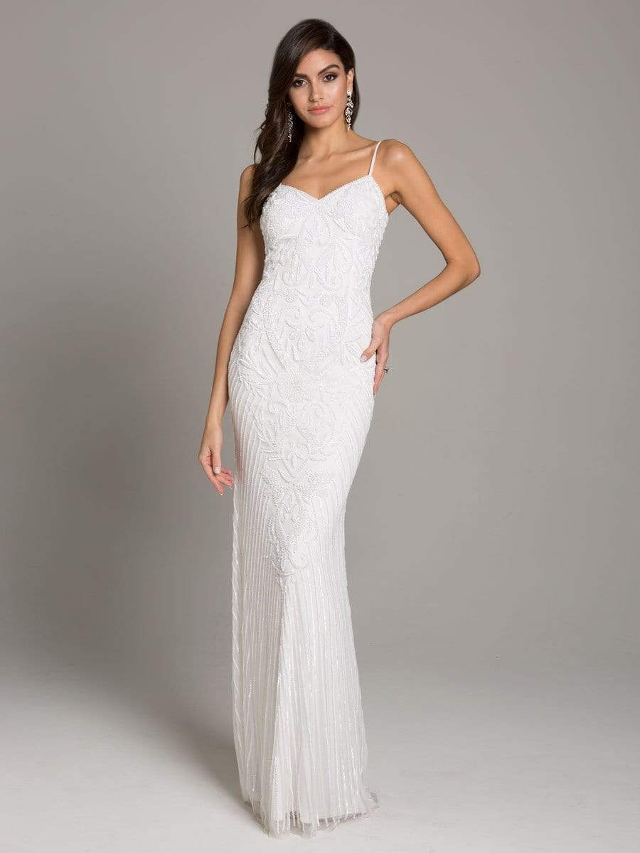 Lara Dresses - 51005 Embellished V-neckline Long Sheath Dress
