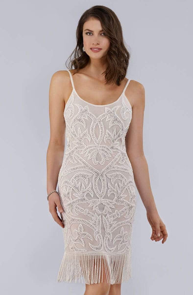 Scoop Neck Cocktail Short Beaded Fitted Sleeveless Spaghetti Strap Natural Waistline Sheath Sheath Dress/Homecoming Dress/Party Dress
