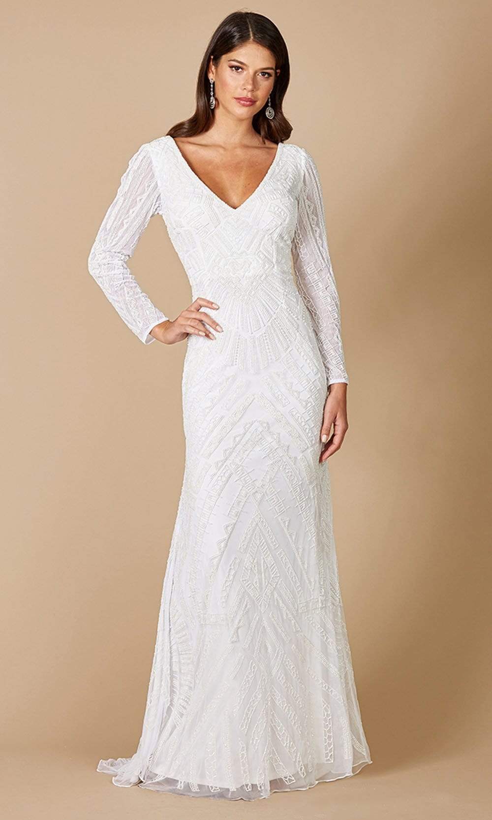 Lara Dresses - 51072 Geo-Embellished Trumpet Bridal Gown

