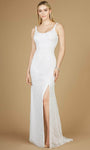 Polyester Back Zipper Open-Back Slit Beaded Mesh Sheath Scoop Neck Sleeveless Tank Natural Waistline Sheath Dress/Wedding Dress with a Brush/Sweep Train