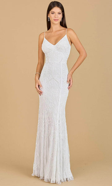 V-neck Natural Waistline Beaded Back Zipper Mermaid Spaghetti Strap Floor Length Wedding Dress