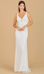 V-neck Natural Waistline Sheath Back Zipper Beaded Open-Back Sleeveless Sheath Dress/Wedding Dress with a Brush/Sweep Train