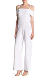 Crepe Elasticized Natural Waistline Fitted Off the Shoulder Spaghetti Strap Popover Dress/Jumpsuit