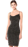 Tall Animal Print Sleeveless Spaghetti Strap Short Sheath Natural Waistline Straight Neck Ruched Open-Back Sheath Dress