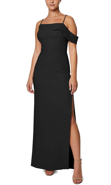 Sophisticated Floor Length Square Neck Natural Waistline Off the Shoulder Spaghetti Strap Sheath Open-Back Draped Back Zipper Slit Sheath Dress/Evening Dress