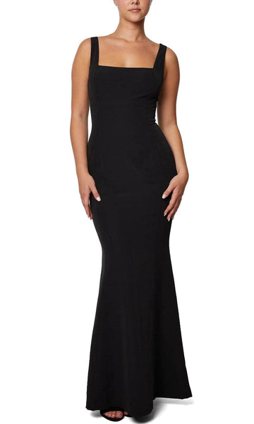 Sophisticated Sleeveless Fitted Back Zipper Open-Back Square Neck Natural Waistline Mermaid Evening Dress