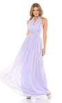 Sophisticated Natural Waistline Sheath Sleeveless Halter Flowy Ruched Floor Length Sheath Dress/Evening Dress