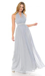 Sophisticated Floor Length Sheath Sleeveless Ruched Flowy Halter Natural Waistline Sheath Dress/Evening Dress