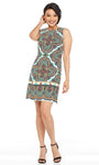 Cotton General Print Sleeveless Short Shift Sheath Sheath Dress by London Times