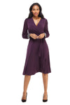 Sophisticated A-line V-neck Natural Waistline Back Zipper Beaded Faux Wrap Long Puff Sleeves Sleeves Cocktail Above the Knee Tea Length Dress