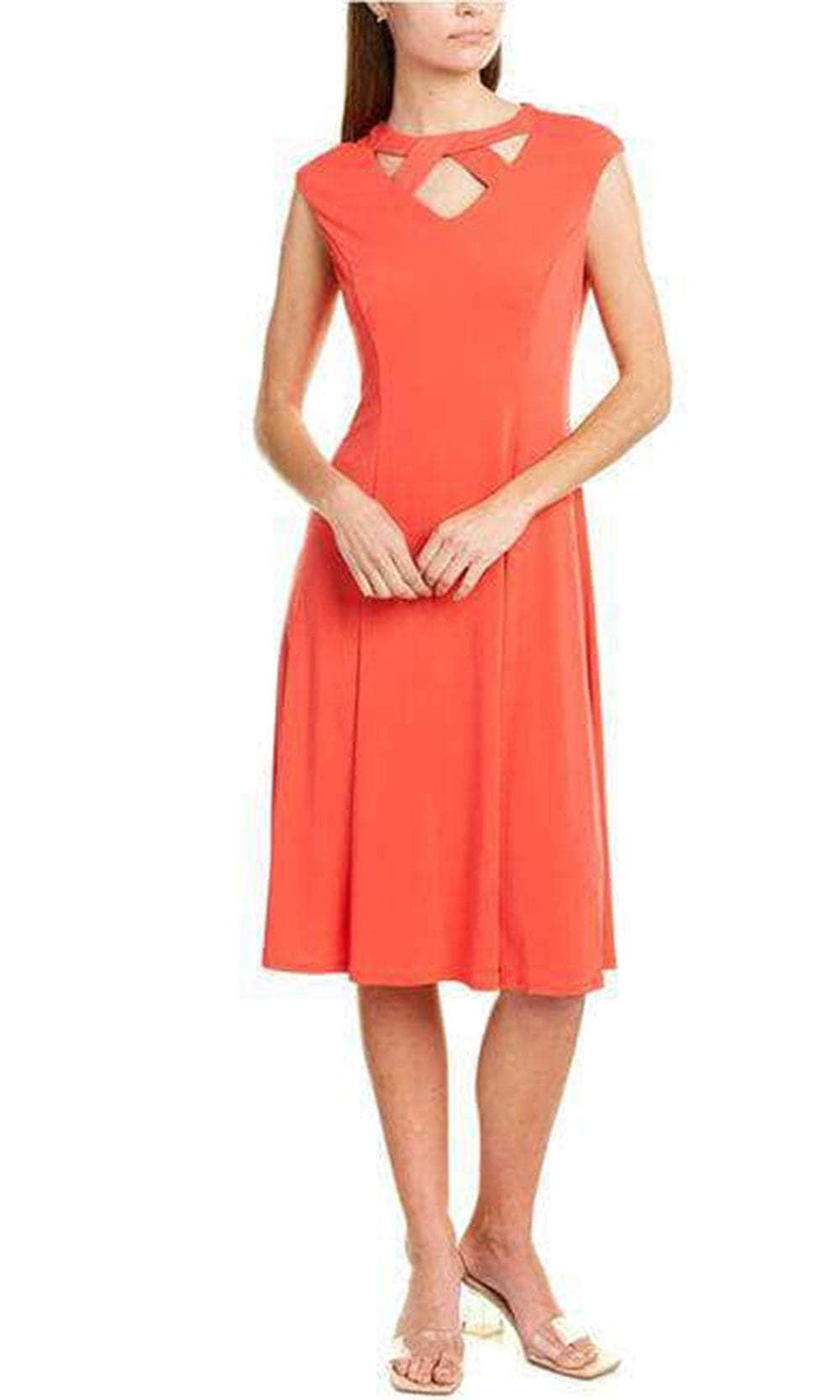 London Times T5736M - Sleeveless Cutout Neck Knee-Length Dress