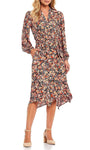 A-line V-neck Floral Print Wrap Ruched Rayon Above the Knee Natural Tie Waist Waistline Bishop Flutter Sleeves Dress