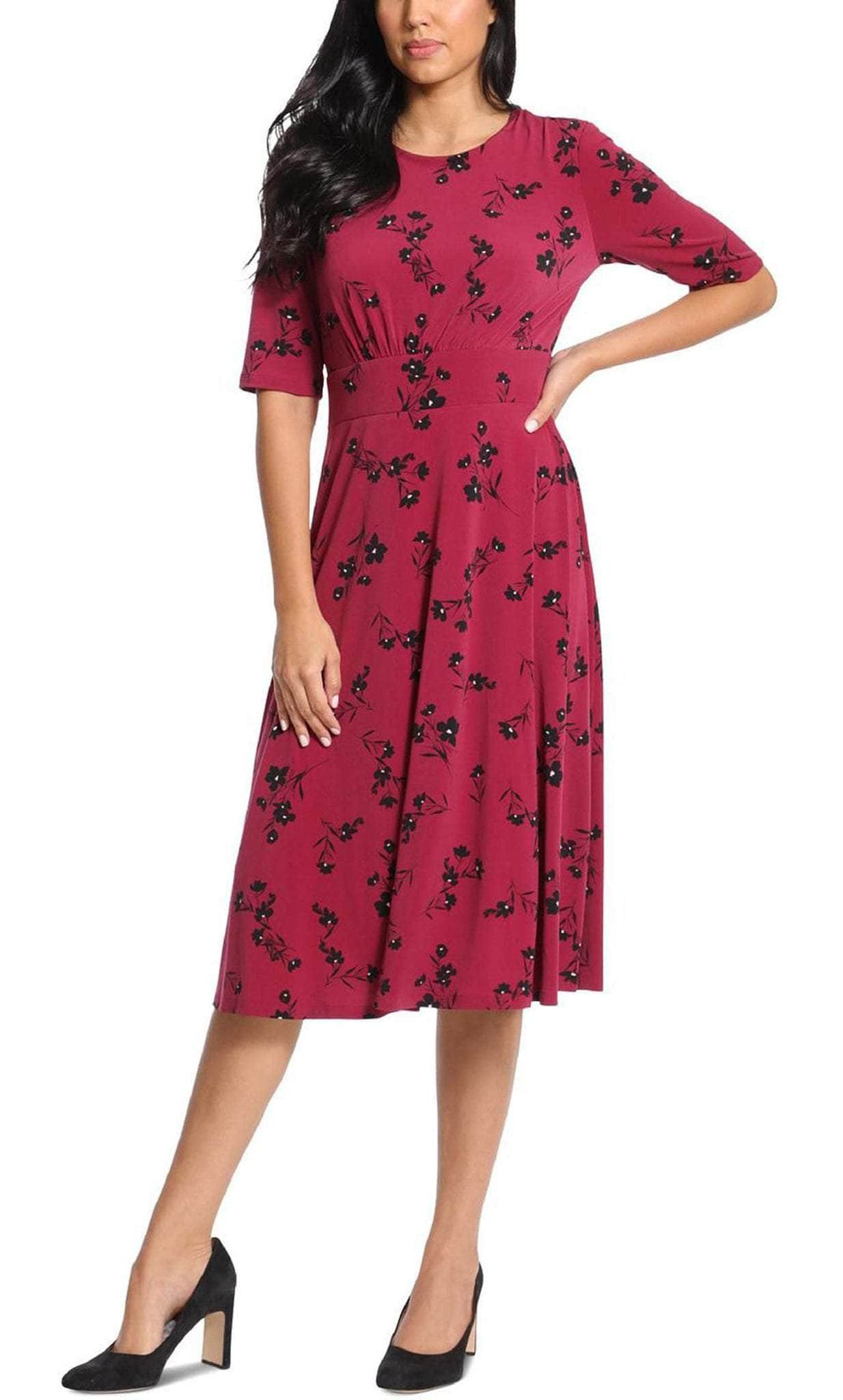 London Times T6201M - Floral Midi Casual Dress
