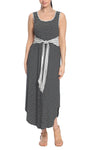 Scoop Neck Striped Print Natural Tie Waist Waistline Sheath Floor Length Sleeveless Sheath Dress