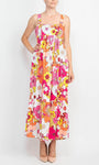 A-line Floor Length Floral Print Empire Natural Waistline Summer Square Neck Sleeveless Thick Straps Beach Dress