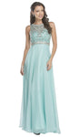 A-line Bateau Neck Natural Waistline Full-Skirt Sleeveless Illusion Beaded Vintage Sheer Sheer Back Prom Dress