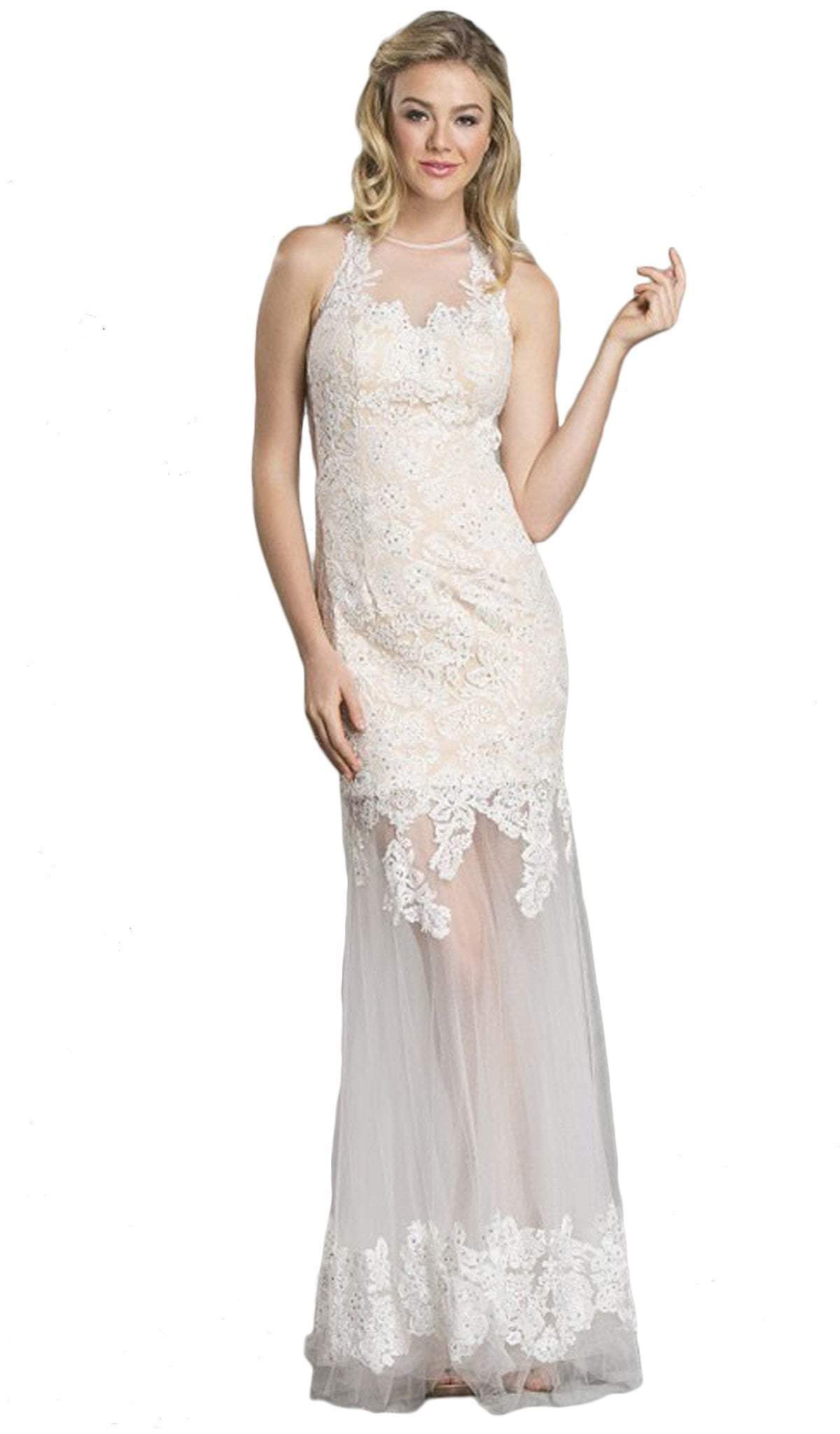 Aspeed Design - Long Sheath Gown with Sheer Illusion Skirt
