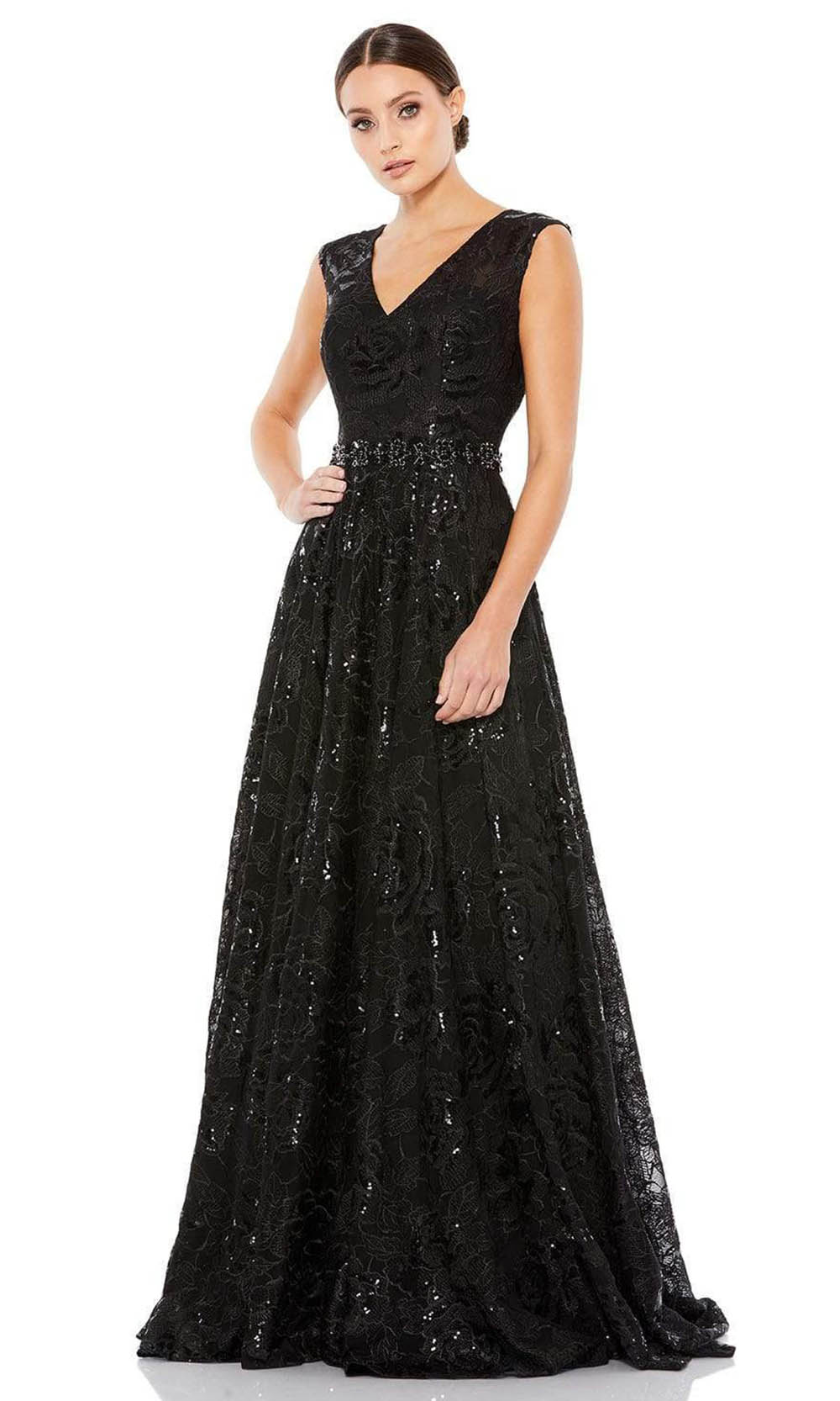 Mac Duggal - 12413 A-line V Neck Mysterious Gown
