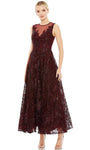 A-line Beaded Fitted Illusion Mesh Jeweled Embroidered Back Zipper Natural Waistline Cocktail Floor Length Fit-and-Flare Floral Print Jeweled Neck Sleeveless Evening Dress