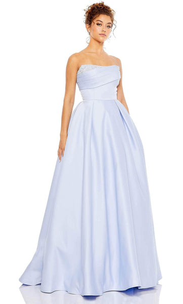 Sophisticated A-line Strapless Floor Length Natural Waistline Sweetheart Pleated Back Zipper Taffeta Dress