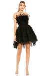 A-line Strapless Cocktail Short Natural Waistline Back Zipper Tiered Dress With Ruffles