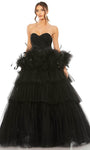 Sophisticated Strapless Back Zipper Open-Back Tiered Tulle Ruffle Trim Floor Length Corset Natural Waistline Sweetheart Evening Dress