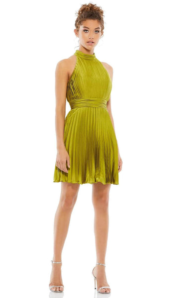 A-line Natural Waistline Sleeveless Back Zipper Pleated Accordion Ruched Fitted Cocktail Above the Knee Halter Dress