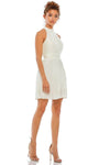 A-line Halter Natural Waistline Cocktail Above the Knee Accordion Pleated Back Zipper Fitted Ruched Sleeveless Dress