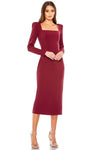 Square Neck Natural Waistline Slit Back Zipper Fitted Puff Sleeves Sleeves Tea Length Sheath Sheath Dress/Midi Dress