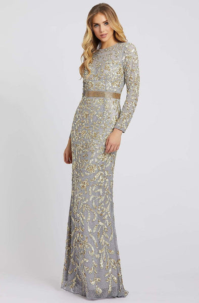 Sheath Cutout Illusion Sheer Mesh Open-Back Beaded Sequined Back Zipper Jeweled Long Sleeves Natural Waistline Lace Floor Length Sweetheart Floral Print Sheath Dress with a Brush/Sweep Train