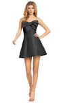 A-line Strapless Sweetheart Open-Back Back Zipper Polyester Natural Waistline Cocktail Short Dress With a Bow(s)