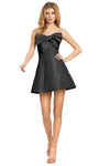 A-line Strapless Cocktail Short Polyester Natural Waistline Open-Back Back Zipper Sweetheart Dress With a Bow(s)