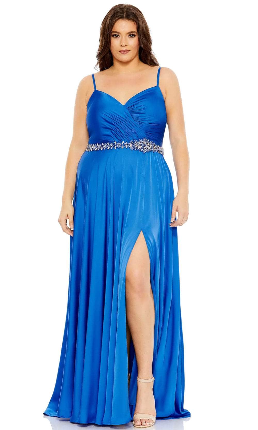 Mac Duggal 49575 - V Neck Charmeuse A-line Gown
