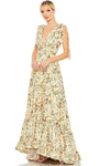 Sophisticated A-line V-neck Plunging Neck V Back Back Zipper Sleeveless Floral Print Chiffon Empire Waistline Dress