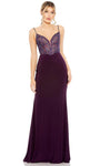 Sleeveless Spaghetti Strap Open-Back Illusion Beaded Mesh Sheath Plunging Neck Sweetheart Corset Natural Waistline Sheath Dress/Evening Dress with a Brush/Sweep Train