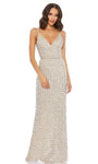 V-neck Spaghetti Strap Open-Back Slit Beaded Back Zipper Floor Length Natural Waistline Mermaid Dress