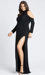 Plus Size Sheath Slit Cutout Fitted Floor Length High-Neck Long Sleeves Sheath Dress/Prom Dress with a Brush/Sweep Train