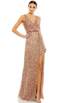 Sophisticated V-neck Floor Length Sheath Slit Beaded V Back Sequined Wrap Ruched Draped Sleeveless Natural Waistline Sheath Dress/Evening Dress