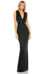 Sophisticated V-neck Plunging Neck Goddess Slit Beaded V Back Back Zipper Sheath Floor Length Natural Waistline Sleeveless Sheath Dress/Evening Dress