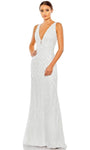 V-neck Wrap Mesh Back Zipper Sequined Open-Back Glittering Beaded Polyester Floor Length Empire Waistline Sleeveless Sheath Plunging Neck Sheath Dress/Evening Dress with a Brush/Sweep Train