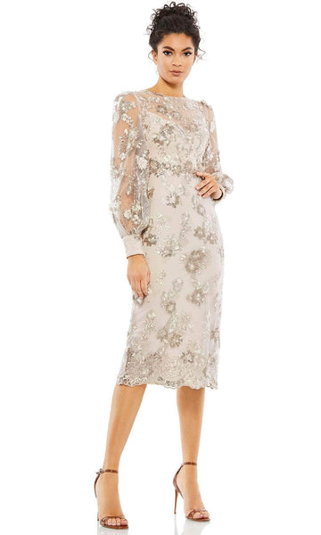 Jeweled Neck Sweetheart Back Zipper Sequined Beaded Embroidered Illusion Sheer Natural Waistline Bishop Long Sleeves Above the Knee Sheath Sheath Dress