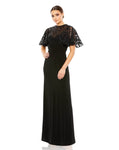 Modest Floor Length Embroidered Back Zipper High-Neck Sweetheart Sheath Short Sleeves Sleeves Empire Waistline Sheath Dress/Evening Dress/Mother-of-the-Bride Dress