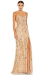 A-line Open-Back Lace-Up Slit Mesh Sequined Glittering Beaded Natural Waistline Scoop Neck Floor Length Polyester Sleeveless Spaghetti Strap Evening Dress with a Brush/Sweep Train