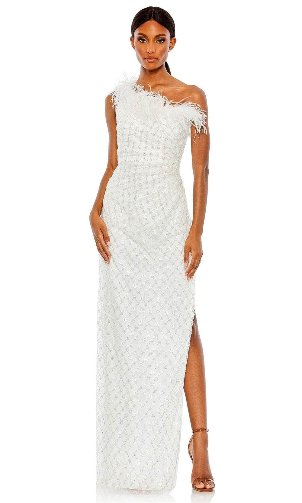 Mac Duggal 68139 - Asymmetrically Feathered Embellished Dress
