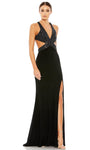 V-neck Plunging Neck Flutter Sleeves Sleeveless Sheath Natural Waistline Back Zipper Open-Back Beaded Wrap Slit Fitted Flowy Sequined Cutout Sheath Dress/Evening Dress/Pageant Dress