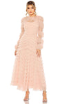 A-line Polyester High-Neck Back Zipper Mesh Sheer Long Sleeves Evening Dress With Ruffles