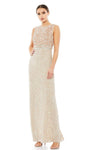 Sleeveless Sheath Natural Waistline Bateau Neck Sequined Fitted Beaded Slit Back Zipper Sheath Dress/Evening Dress