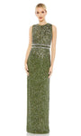 Natural Waistline Bateau Neck Sheath Sleeveless Back Zipper Beaded Sequined Slit Fitted Sheath Dress/Evening Dress