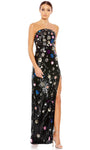 Strapless Natural Waistline Sheath Floor Length Scoop Neck Floral Print Slit Fitted Sequined Back Zipper Sheath Dress/Evening Dress