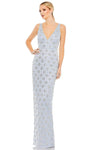 Sophisticated V-neck Natural Waistline Sheath Back Zipper Open-Back Slit Beaded Jeweled Fitted Geometric Print Sleeveless Floor Length Sheath Dress/Evening Dress